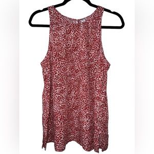 Old Navy Red, Coral and White Racerback Tank w/ Keyhole Button Detail